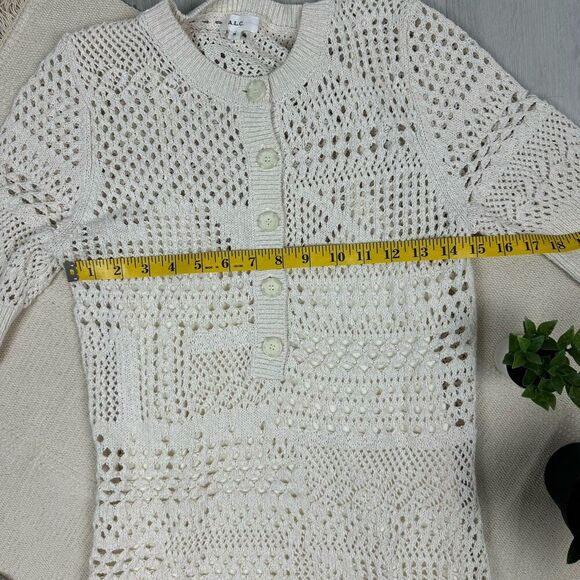 A.L.C. Corinne Mini Dress Crochet Knit Size M Off White Cream Ivory READ - Picture 8 of 9
